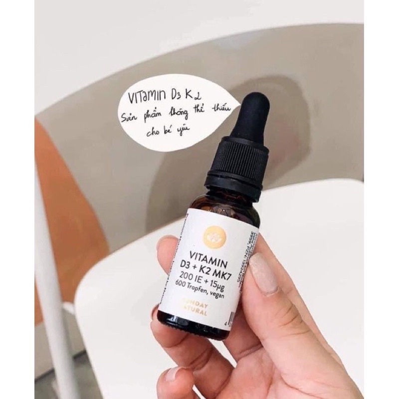 Vitamin D3 K2 MK7 Sunday Natural Đức 15µg 20ml Bổ Sung Cho Trẻ Từ Sơ Sinh Đến 4 Tuổi