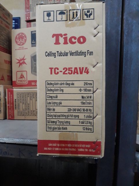Quạt âm trần hút ngang 15Av4 20Av4 TiCO