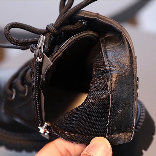Giày boot da cao cổ cho bé - Boot da mềm martenss phong cách hàn quốc cho bé trai bé gái( kèm video, ảnh thật )
