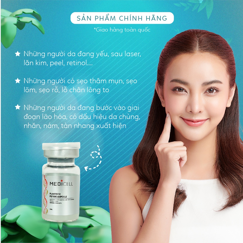 Tinh Chất Lăn Kim, Serum Tế Bào Gốc Medicell Plantex 12 Peptitde, Giảm Sẹo Giảm Nám Tái Tạo Da - Lọ 5ml