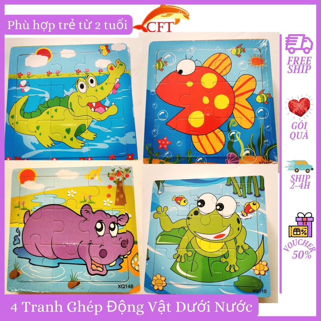 Xếp Hình Gỗ Puzzle 9 Mảnh 34 Tranh Ghép Hình Cho Bé Từ 2 Tuổi 2 Chủ Đề Con Vật Giao Thông Kích Cỡ 15cm x 15cm