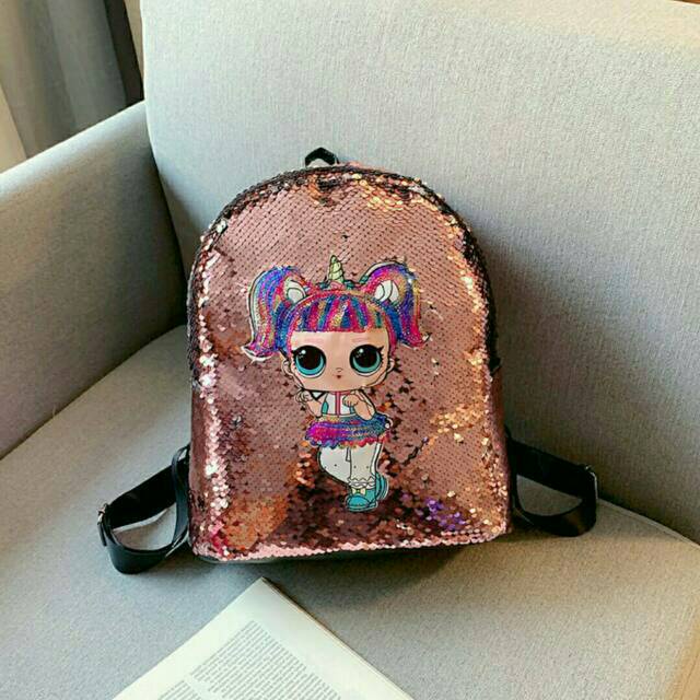 Tas Ba lô SEQUIN LOL GLITTER có đèn LED phong cách UNICORN SD School Z8J0 cá tính mới nhất cho nữ