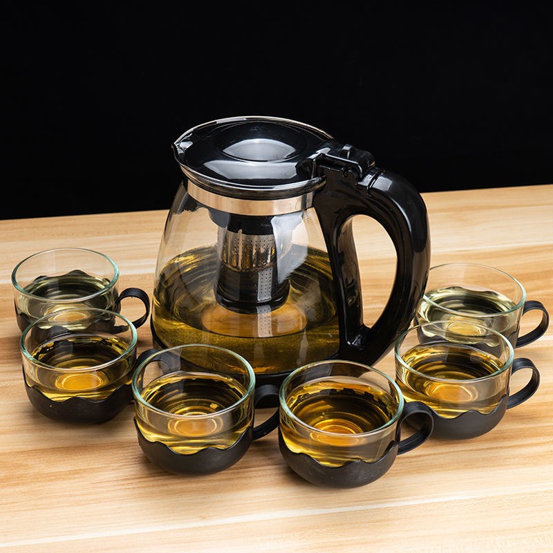 Bộ ấm pha trà kèm 4 ly cốc thủy tinh có lưới lọc inox đẹp sang trọng pha chế cafe tiện lợi 2in1 đẳng cấp