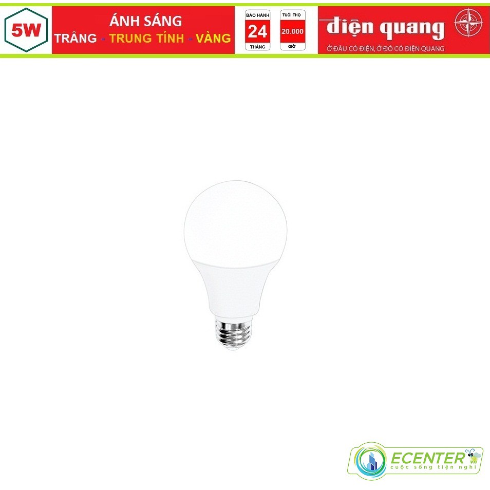BÓNG LED BULB 5W ĐIỆN QUANG LEDBU11A55V 05765/40/27 E27 ( ÁNG SÁNG TRẮNG )