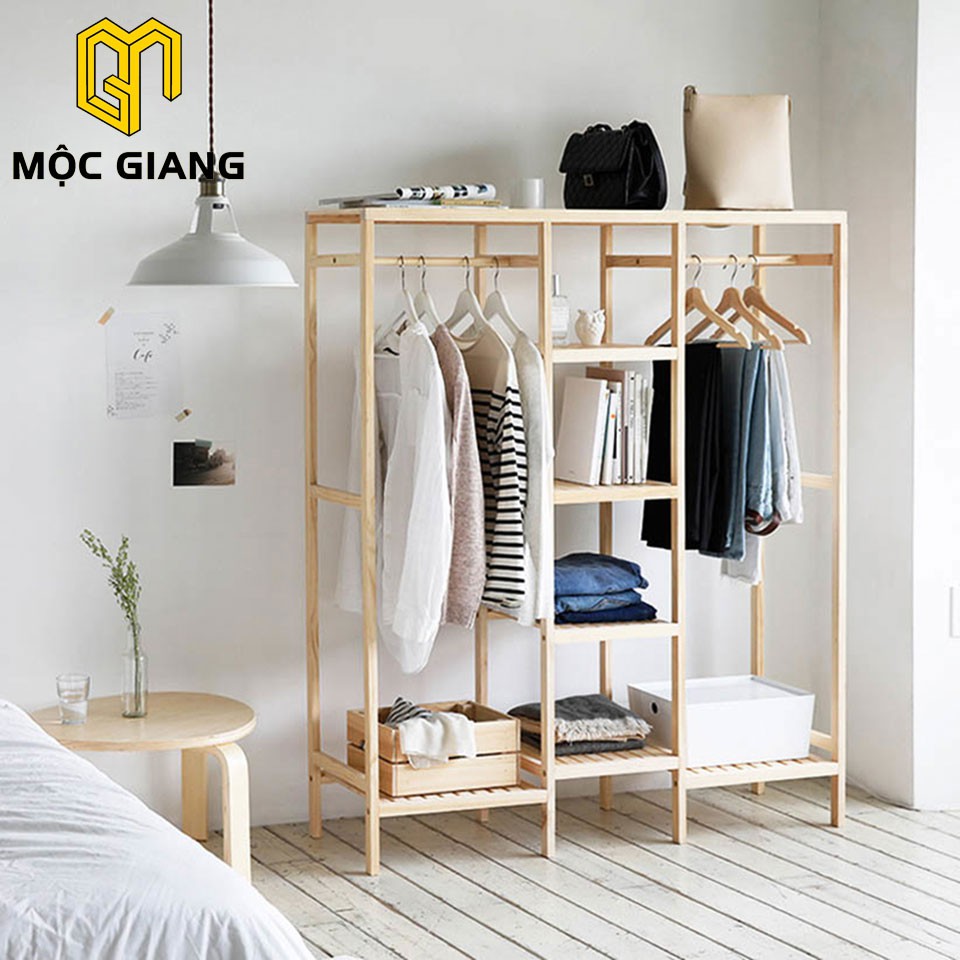Gia Treo Quần Ao 3 Ngăn Gỗ Thong Tủ Quần Ao Thong Minh Kiểu Han Double Hanger Mộc Giang Shopee Việt Nam