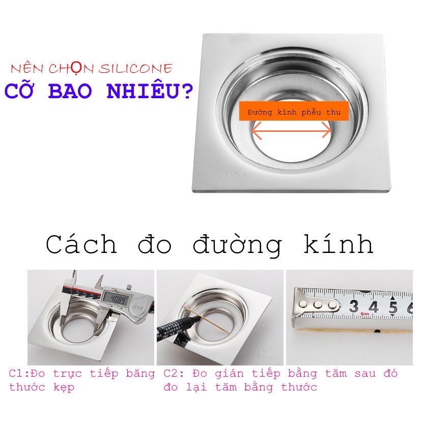 Bộ Ngăn mùi thoát sàn, ngăn trào ngược nhà tắm, côn trùng xâm nhập bằng Silicone cao cấp 88146 siêu thị 24/7