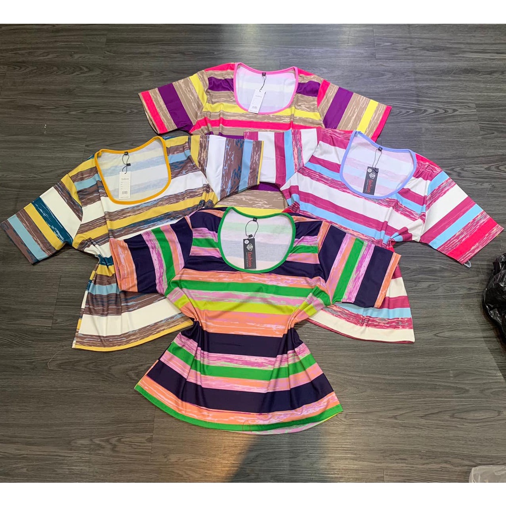 (Mã NSF020250 giảm 50K) 🌈🌈 Áo Thun Sọc Cổ u 🌈🌈(bigsize thaominhon)