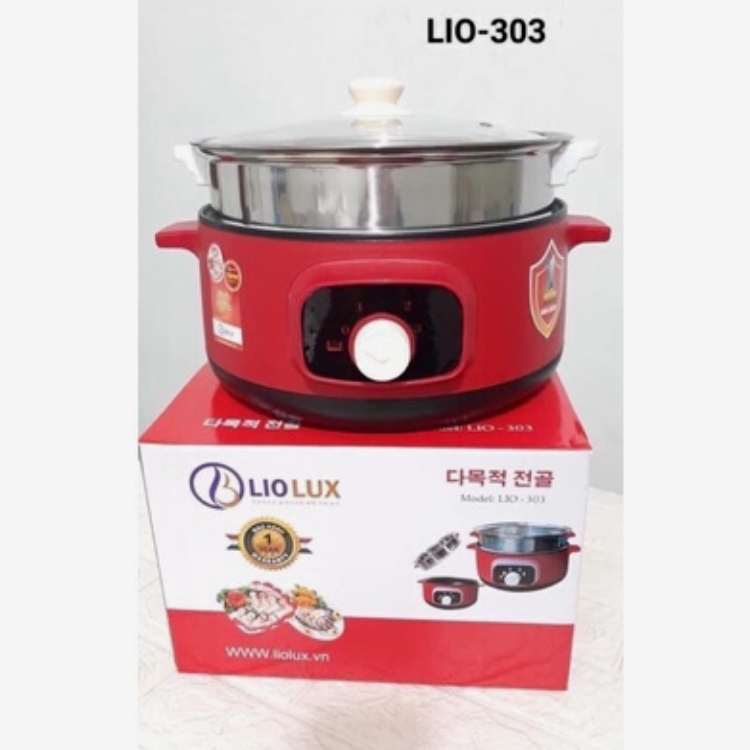 Nồi lẩu điện LIOLUX, Nồi lẩu đa năng dung tích 3 lít, công suất 1300W, bảo hành 12 tháng lỗi đổi mới 10 ngày. mã LIO-303