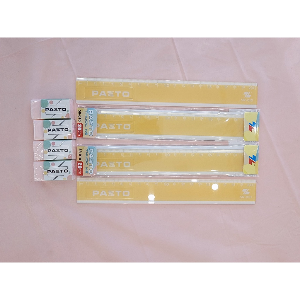 Thước nhựa  cứng Thiên Long Pazto SR-010 màu Pastel, thước thẳng dài 20 cm (Túi 1 cây)