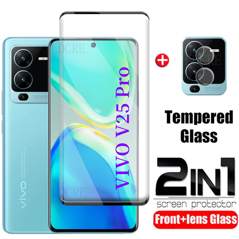 Kính Cường Lực 2 Trong 1 Viền Cong Bảo Vệ Ống Kính Máy Ảnh Cho Vivo V25Pro V25 Pro 5G V27 V27Pro VIVOV25Pro V27E