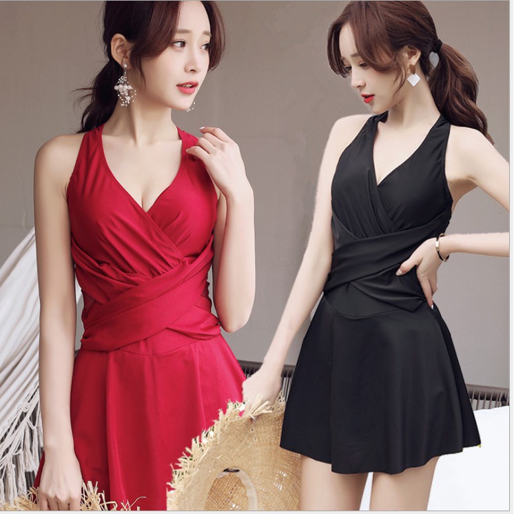 [SIÊU HOT] Bộ đồ bơi liền thân dạng váy hai màu đỏ/đen quyến rũ | BigBuy360 - bigbuy360.vn