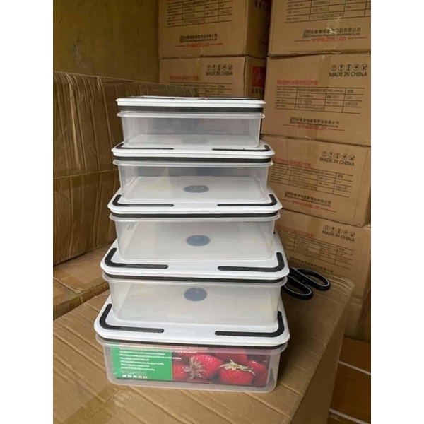 Bộ 5 hộp nhựa để tủ lạnh mẫu chữ nhật