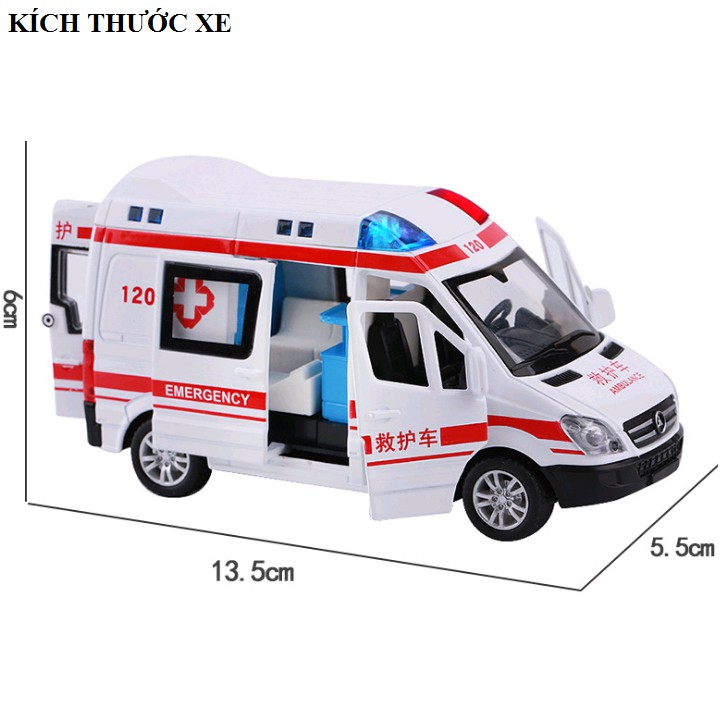 Xe cứu thương mô hình có nhạc tỉ lệ 1:32 RMZ city car Xe phát nhạc khi mở cửa