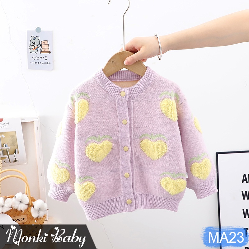 Áo len cardigan bé gái, style Hàn Quốc xinh xắn, chất len dày dặn đanh chắc, mịn ấm, họa tiết nhẹ nhàng dễ thương | MA23