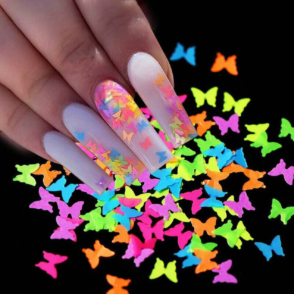 (Hàng Mới Về) Hộp Kim Tuyến Neon 3d Trang Trí Móng Tay Lấp Lánh Huỳnh Quang