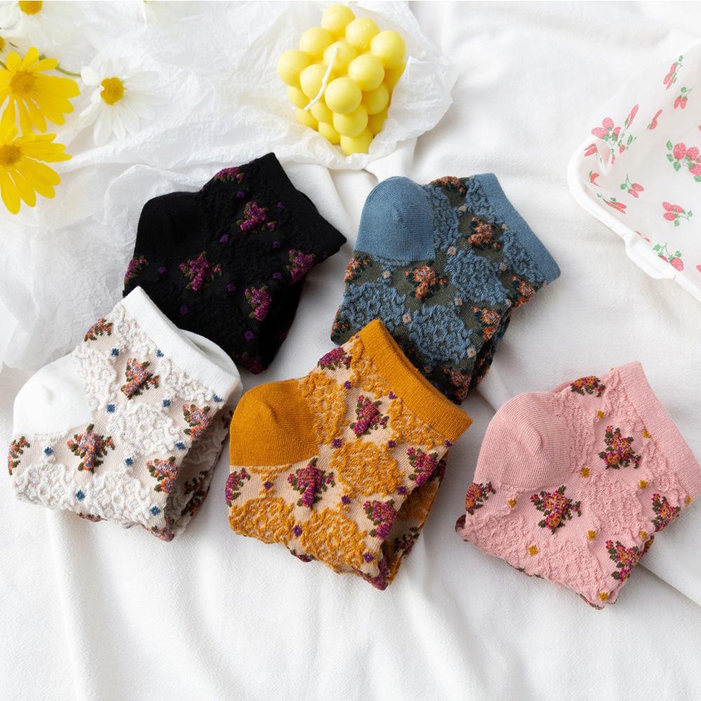 Vớ Thuyền In Hoa Miệng Nông Thoáng Khí Phong Cách Cổ Điển Mới Cho Nữ