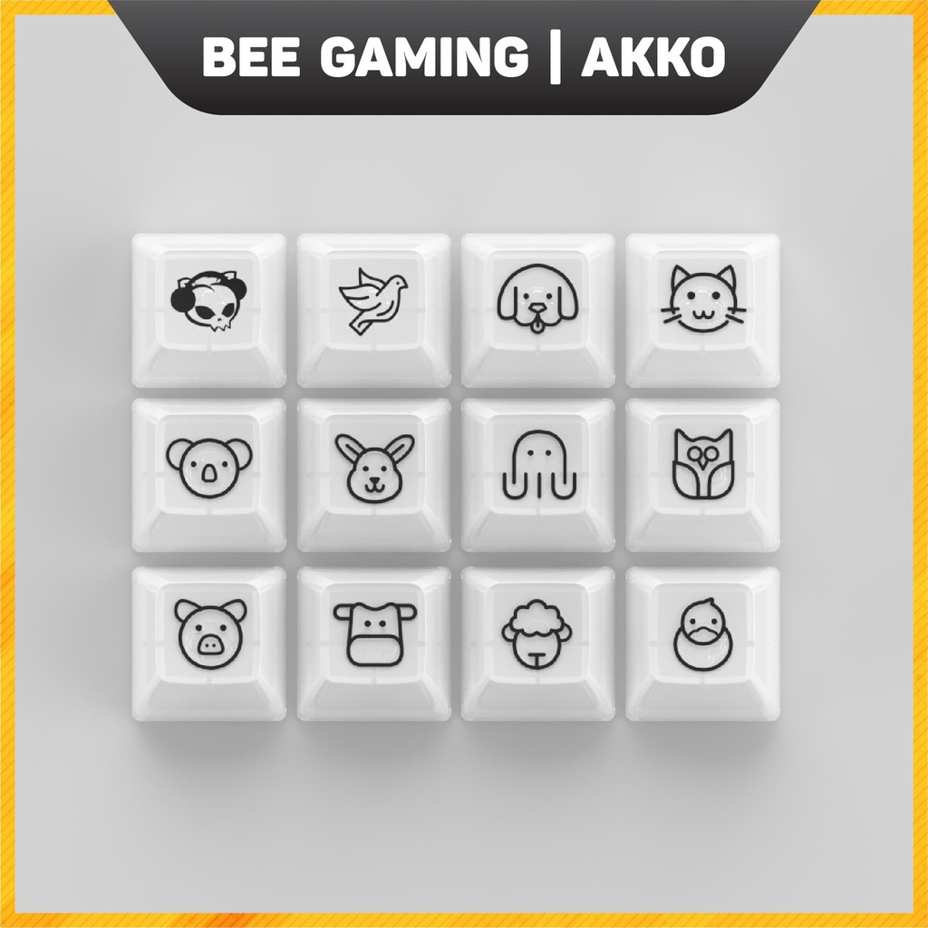 Bộ keycap AKKO Clear PC (Black / White / Tiffany Blue / Clear / Pink) | ASA-Clear Profile | 155 nút