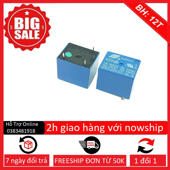 Relay rơ le 5v 12v 24v - 250VAC 10A SRD 5P-linhkiendientubk