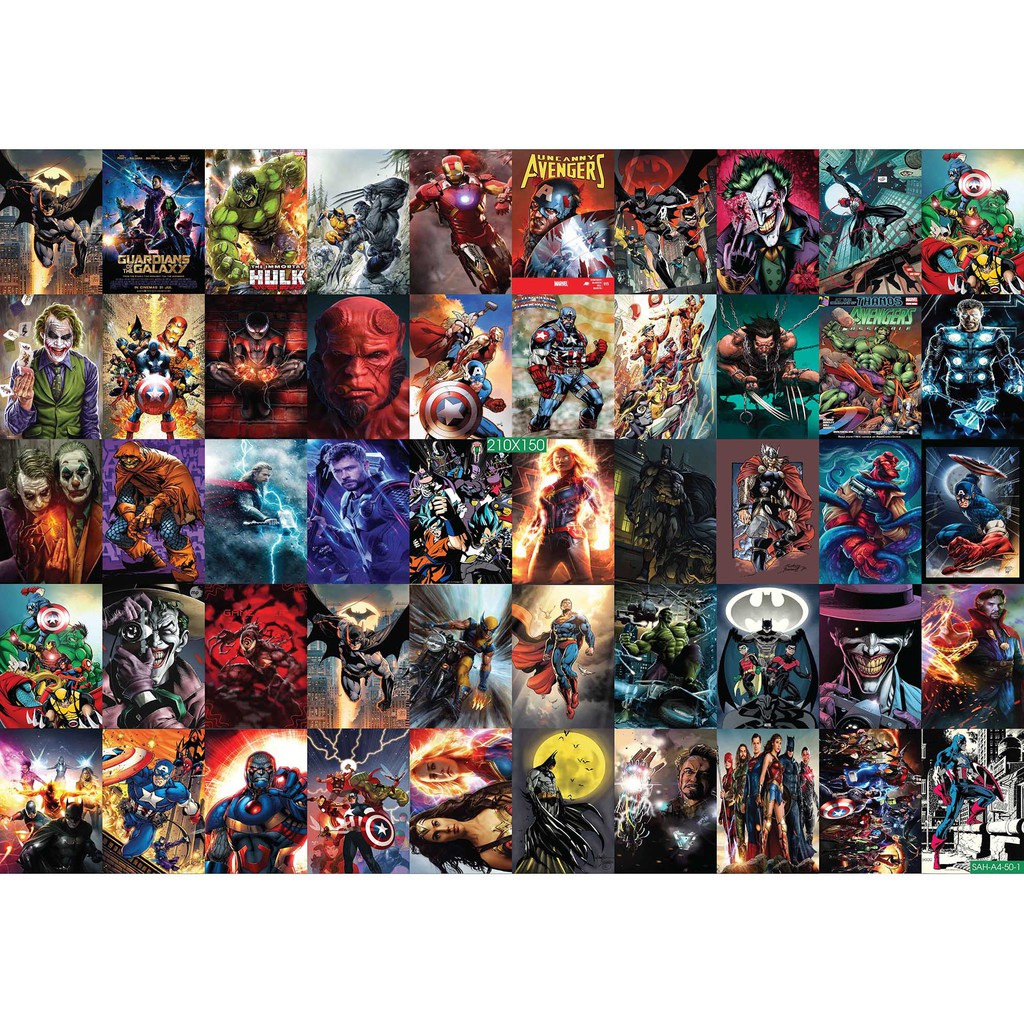 Combo Set 105 tờ Decal dán tường Hoạt hình Siêu Anh Hùng