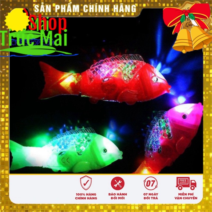 Cá điện phát sáng, nhạc, vẫy đuôi chạy được đồ chơi trung thu cầm tay nhiều màu sắc
