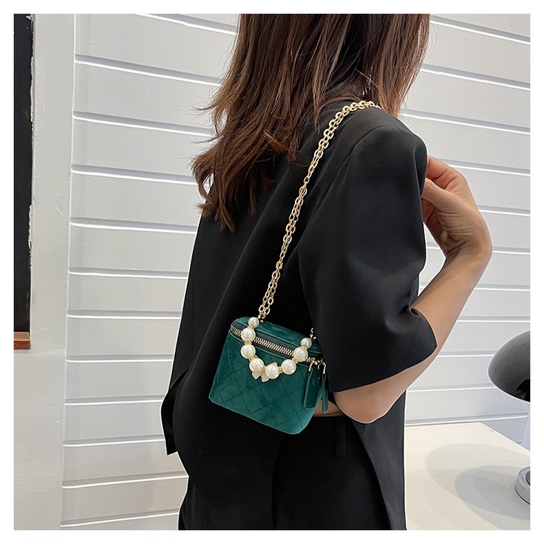 Túi Đeo JASMIN NOIR Chéo Hình Vuông Bằng Vải Phối Dây Xích Thời Trang Dành Cho Nữ