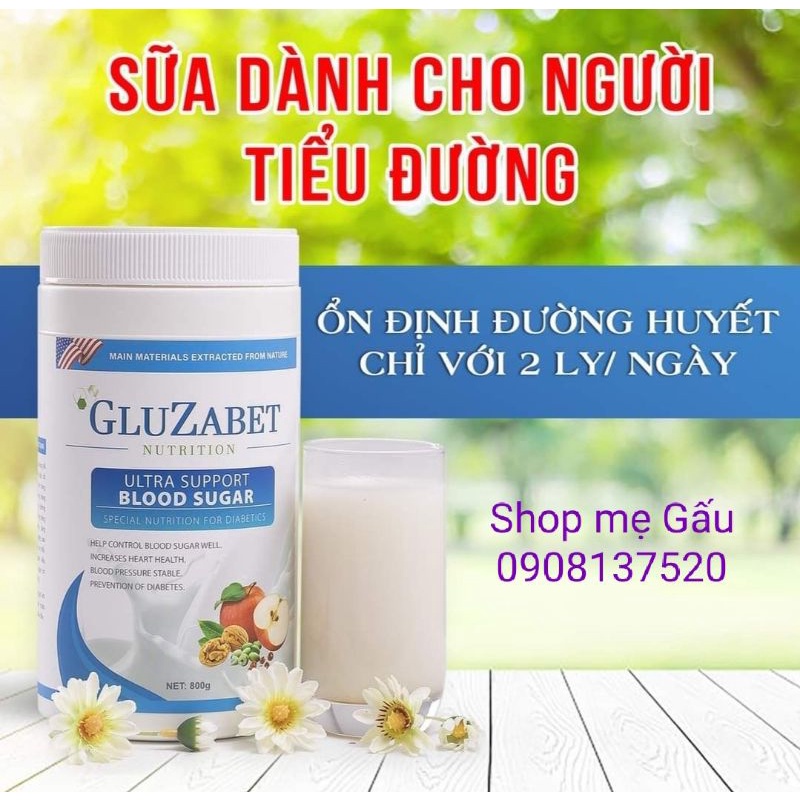 [800gam CHÍNH HÃNG+quà ]Sữa Non Gluzabet lon 800 gam chính hãng dành cho người tiểu đường