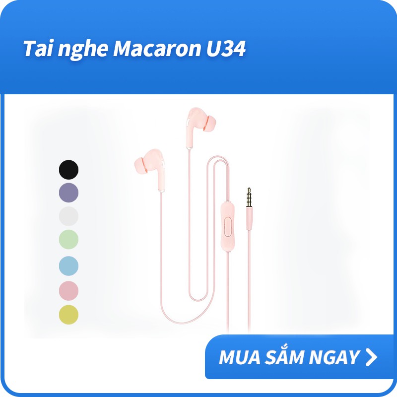 Tai nghe nhét tai có dây U34 giắc cắm 3.5mm âm thanh Hifi tích hợp micro dài 1.2m