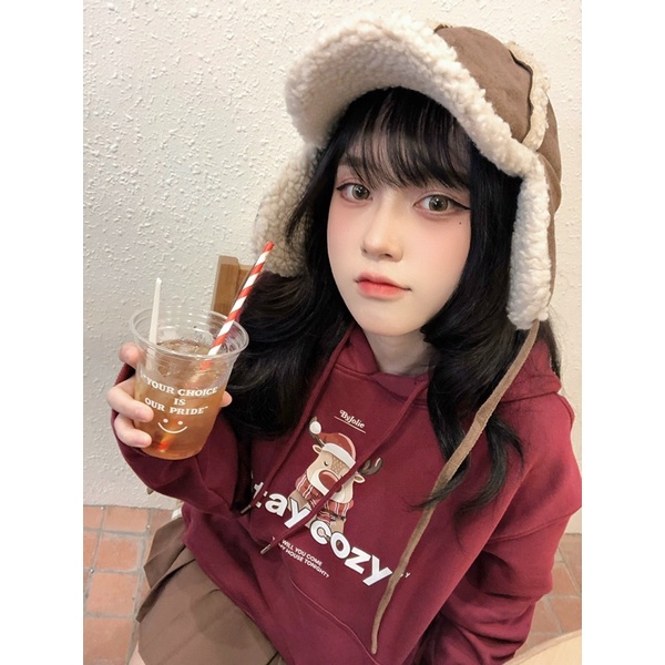 Áo hoodie Stay Cozy Byjolie nỉ bông form suông unisex | BigBuy360 - bigbuy360.vn