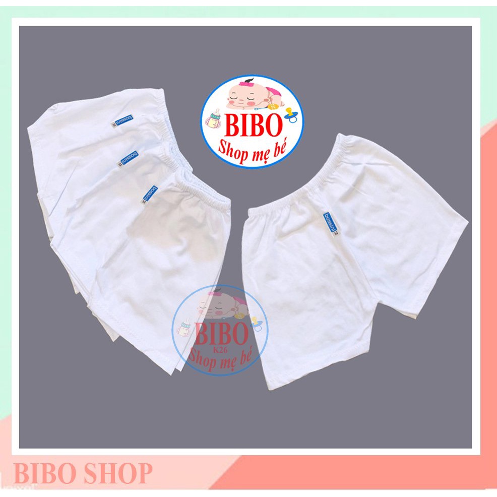 (Chất đẹp)Combo 5 Quần Đùi Ngắn Trắng Sơ Sinh Chất Vải Cotton Cho Bé Mặc Nhà Hiệu BOSSINI (3-75KG)