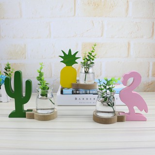 Chậu Cây Thủy Canh Để Bàn Hình Chim Hồng Hạc / Cây Xương Rồng / Quả Dứa / Cây Xương R