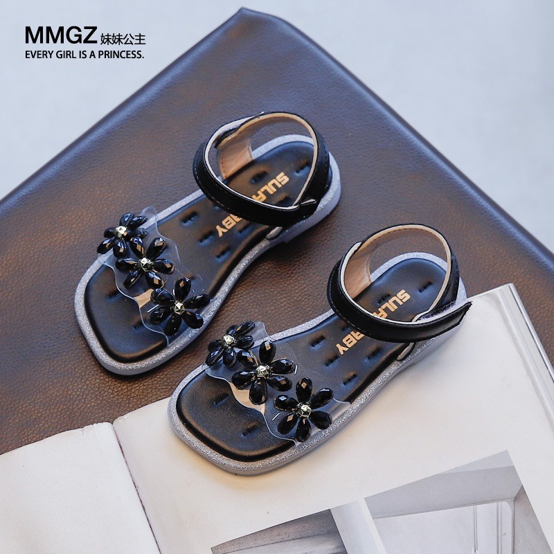 sandal bé gái - dép quai hậu bé gái quai trong đính hoa nhỏ đế êm, chống trượt 2021 - 166