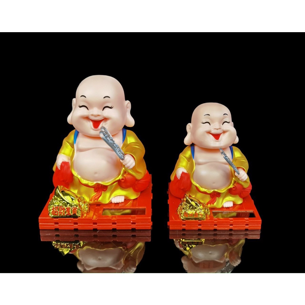 Di Lặc Cục Vàng Cầm Quạt Bằng Nhựa Sử Dụng Năng Lượng Mặt Trời Thu Hút Tài Lộc - Phật Giáo Tường Thuận
