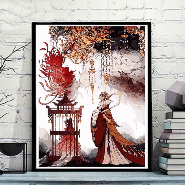 Tranh số hoá Thần tiên tỉ tỉ - anime, mâng - tự tô màu theo số trên vải căng sẵn khung (1,6x40x50)