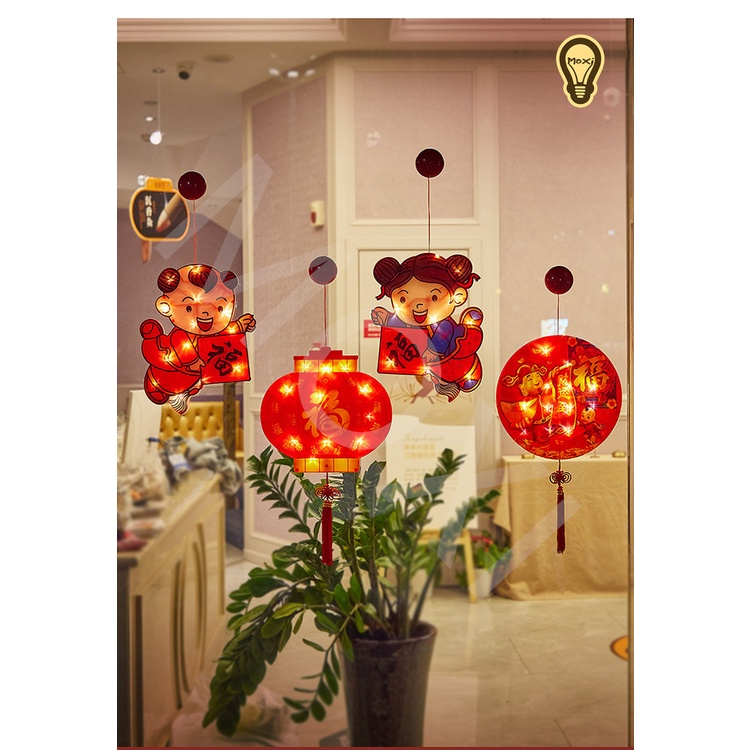 ĐÈN LED trang trí trung thu TẾT DECOR NHÀ CỬA  DÁN KÍNH Có Nút Hít chưa kèm PIN làm quà biếu dịp lễ MOXI.