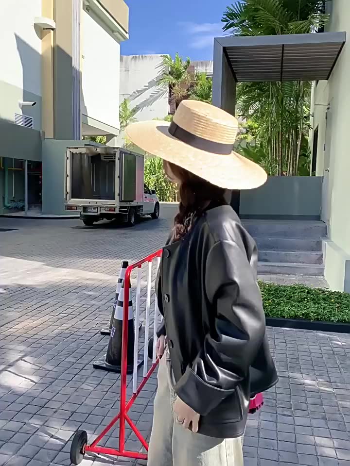 Áo khoác da nữ MUS cài khuy chất liệu da cao cấp dáng ngắn phong cách Hàn Quốc 09 | BigBuy360 - bigbuy360.vn