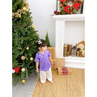 Bộ bà ba cổ V cho bé gái