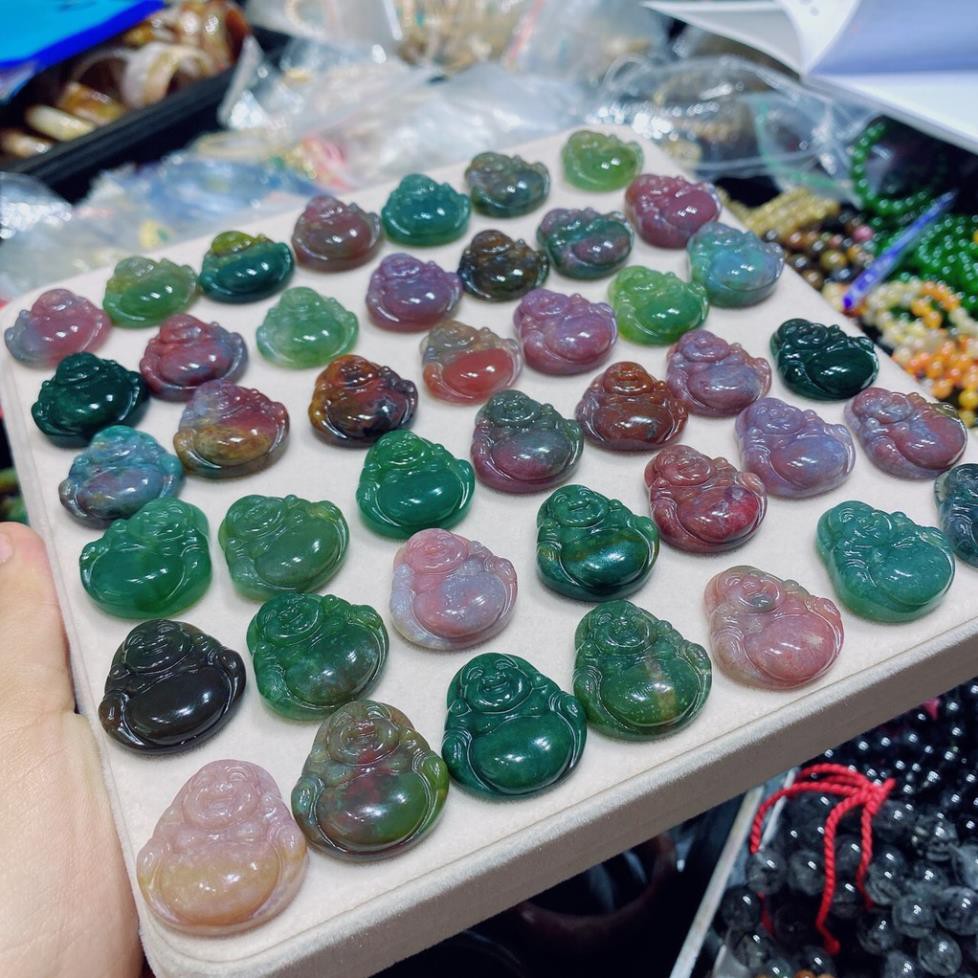 Mặt dây chuyền di lặc đá băng_ ngọc thủy tảo may mắn, vui vẻ, hạnh phúc dành cho nam lẫn nữ