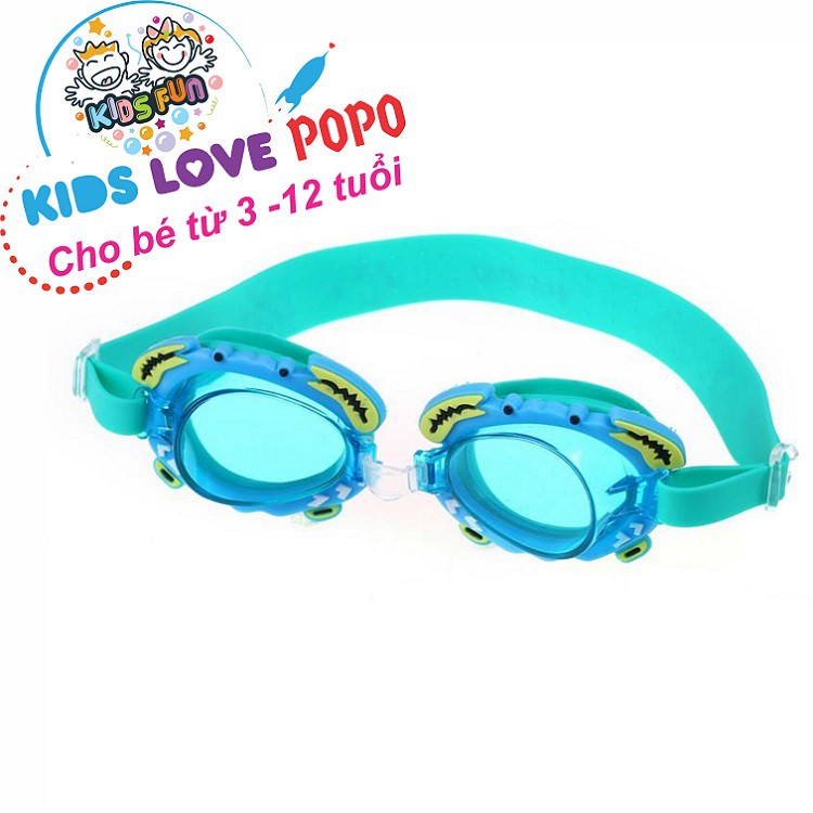 Kính bơi trẻ em với mắt kiếng bơi cản tia UV POPO cho bé trai, gái hình cua, cá chất liệu an toán, bảo vệ mắt