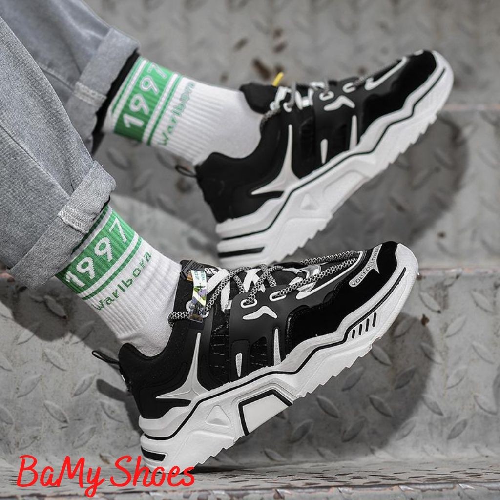 Giày Thể Thao Nam Tăng Chiều Cao 🍀 Giày Sneaker Nam Màu Đen vải lưới Thông Hơi Thoáng Khí- M95