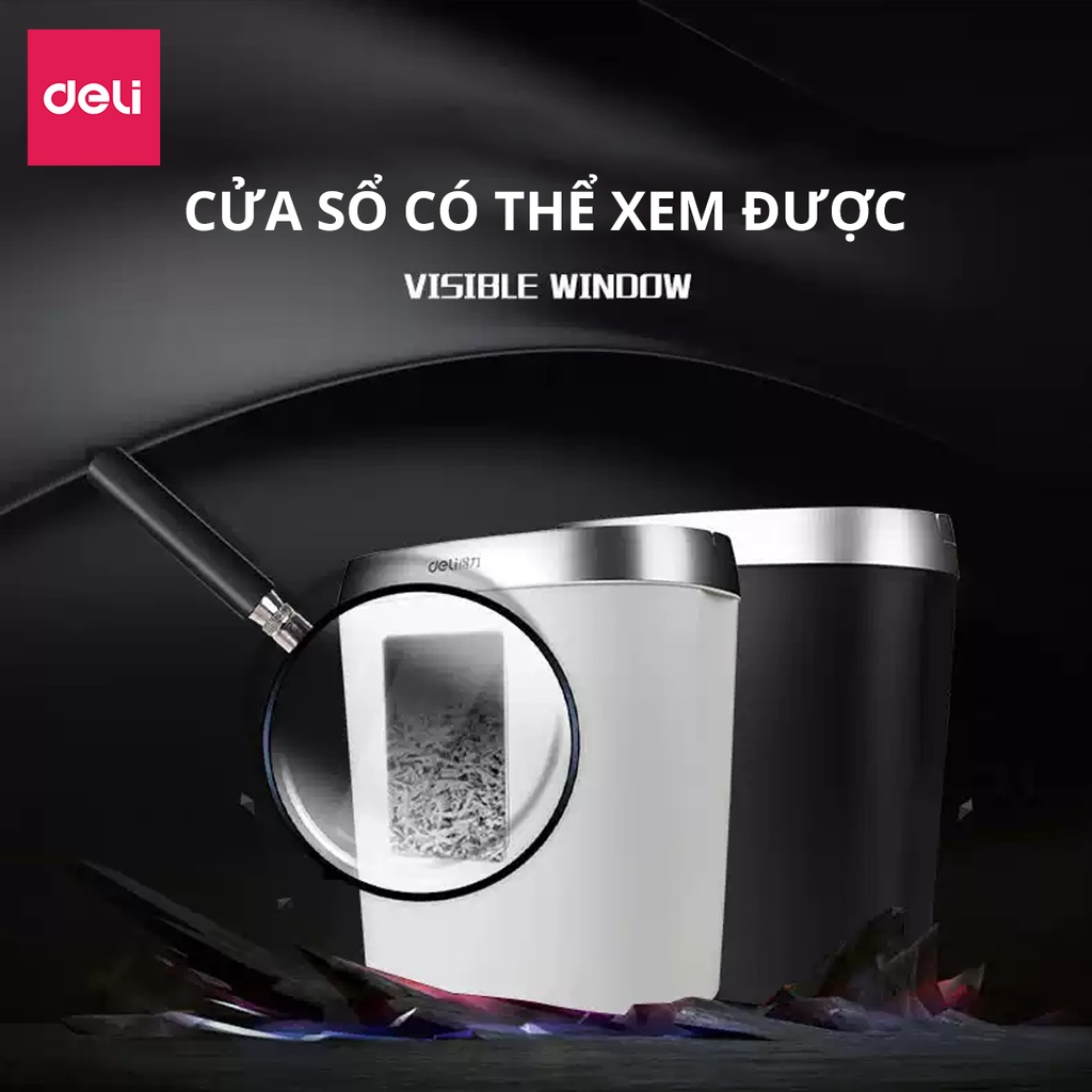 Máy Hủy Tài Liệu Deli E9929 Cao Cấp, Máy Hủy Giấy Tờ Card CD Cho Doanh Nghiệp, Văn Phòng, Nhà Trường Bảo Mật Thông Tin