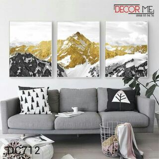 Bộ 3 tranh núi vàng 40x60 giá đã bao gồm khung viền