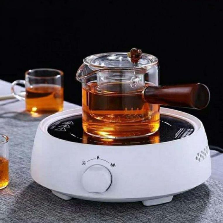 Combo bộ 1 ấm 6 chén uống trà chất liệu thủy tinh đun trực tiếp trên bếp điện bếp hồng ngoại