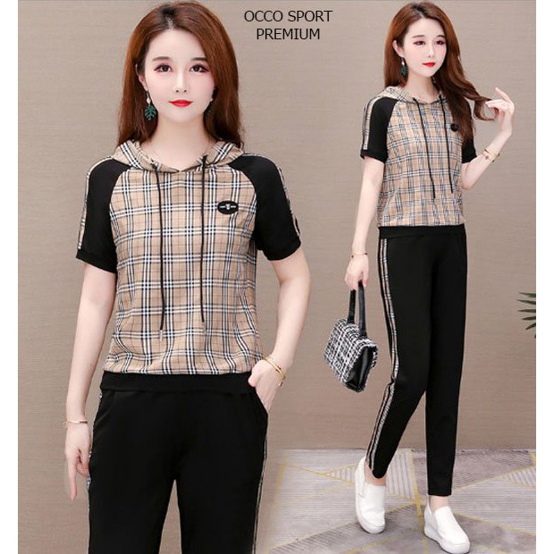 Bộ đồ thể thao họa tiết phối sọc có nón TT395_HÀNG CHUẨN SHOP