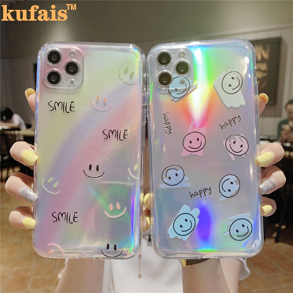 Ốp điện thoại màu laser cầu vồng bảo vệ cho iPhone 12 Pro MAX 12 MINI 6 7 8 Plus X XR XS 11 Pro MAX se2020