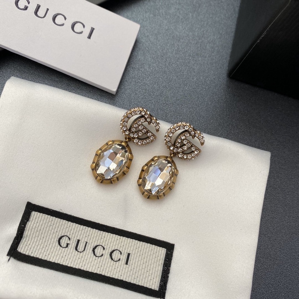 Bông Tai Gucci Bằng Thép Titan Hình Logo GG Đôi Thời Trang Cho Nữ