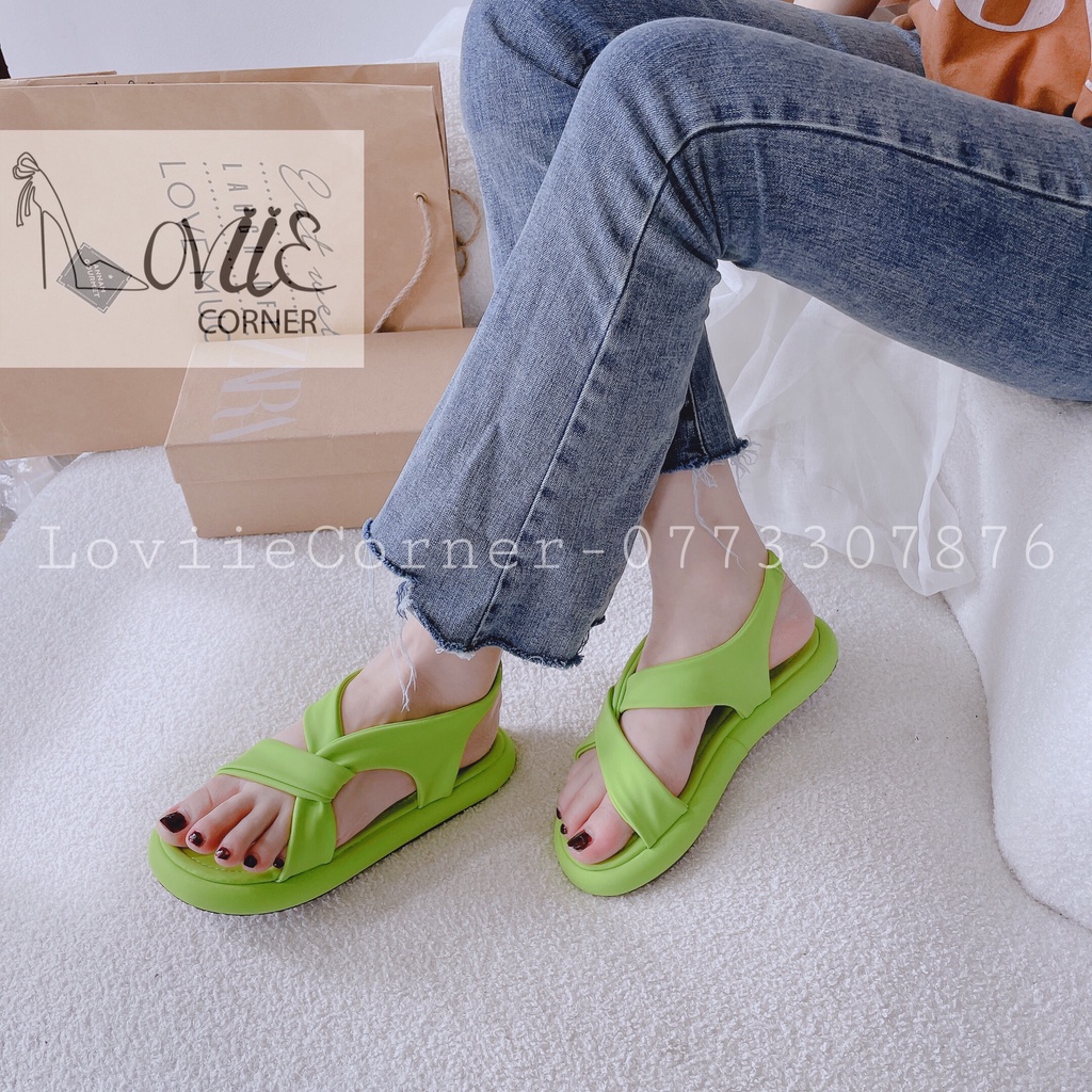 SANDAL XUỒNG LOVIIECORNER - GIÀY THỜI TRANG NỮ PHONG CÁCH NỮ TÍNH QUAI XOẮN BÊN ĐẾ BẰNG S220838