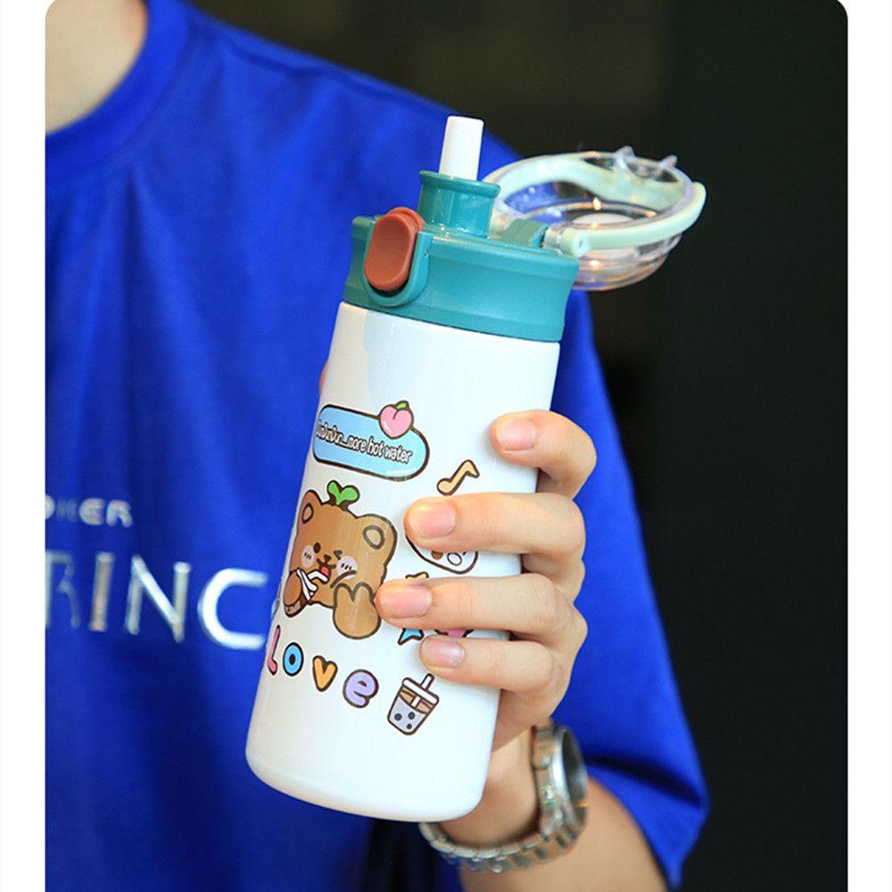 Bình Nước Giữ Nhiệt Chống Rò Rỉ Dung Tích Lớn 1 500ml In Họa Tiết Hoạt Hình