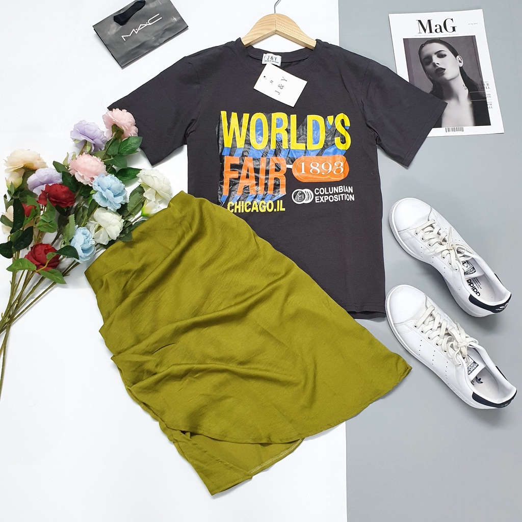 Set bộ nữ,set váy chữ a phối áo thun form rộng