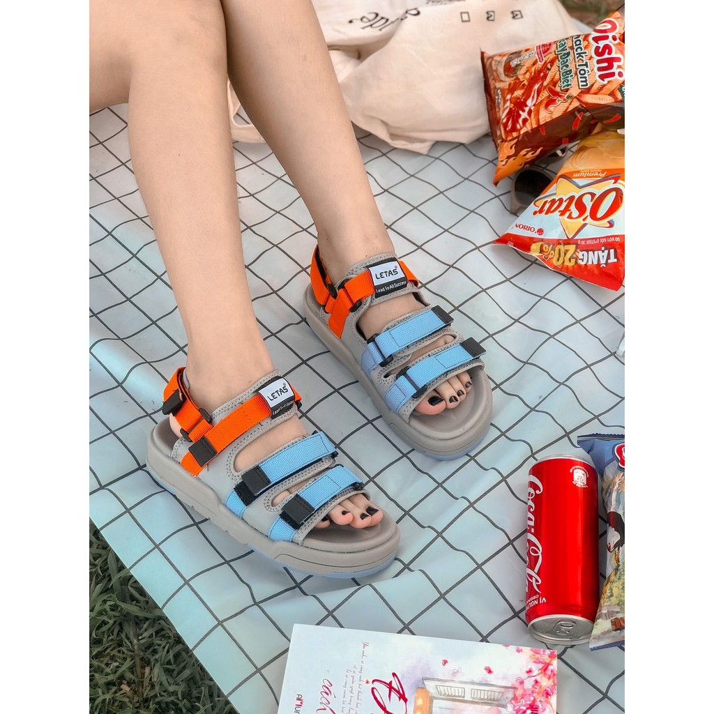 [Mua Kèm Áo Thun 0Đ] [Chính Hãng] Giày Sandal Letas Nam Nữ - D1001BO Xanh Phối Cam