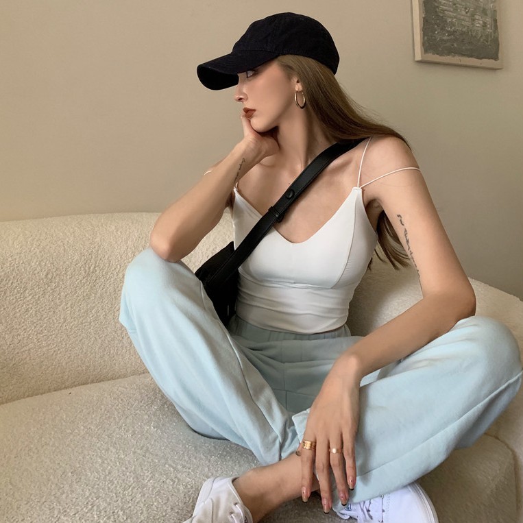 Áo croptop hai dây XIAOZHAINV phong cách mùa hè thời trang quyến rũ cho nữ